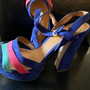 Size 11 multi colored platform sandals